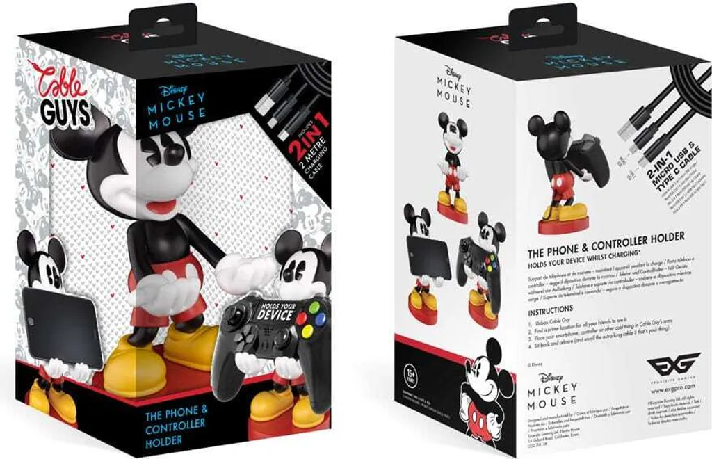 Exquisite Gaming Mickey Mouse Cable Guy 21cm - Support Manette et Smartphone