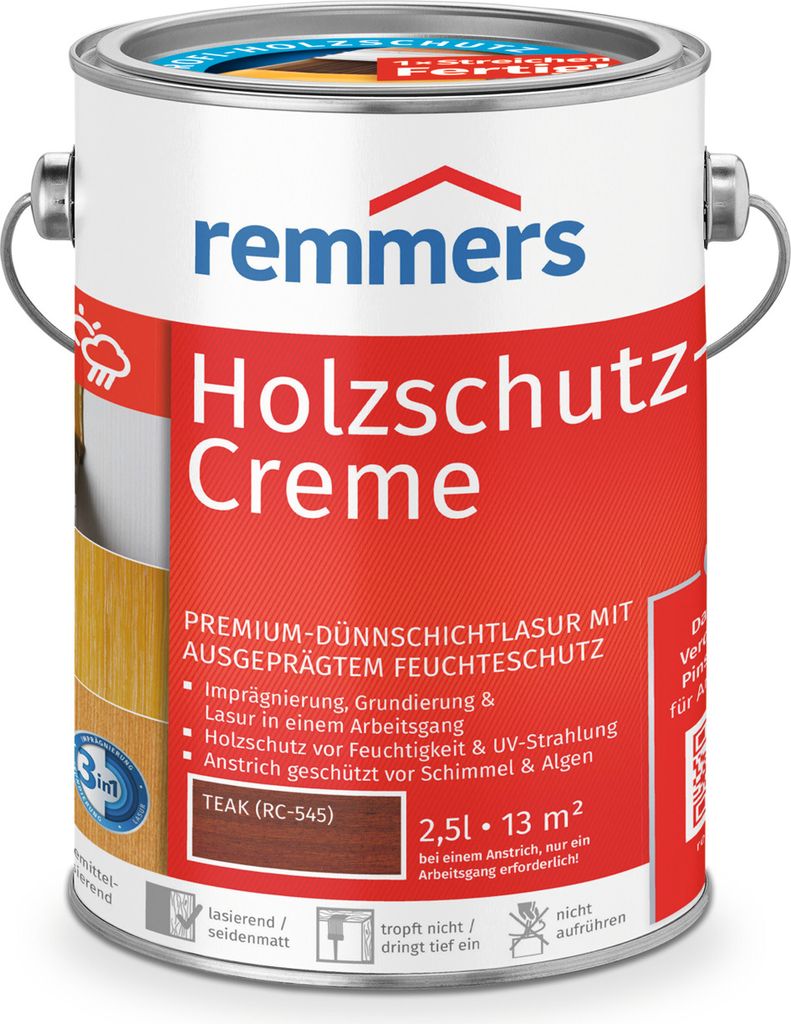Remmers Holzschutz-Creme 3in1 teak (RC-545) 2,5 l, Produktbild 