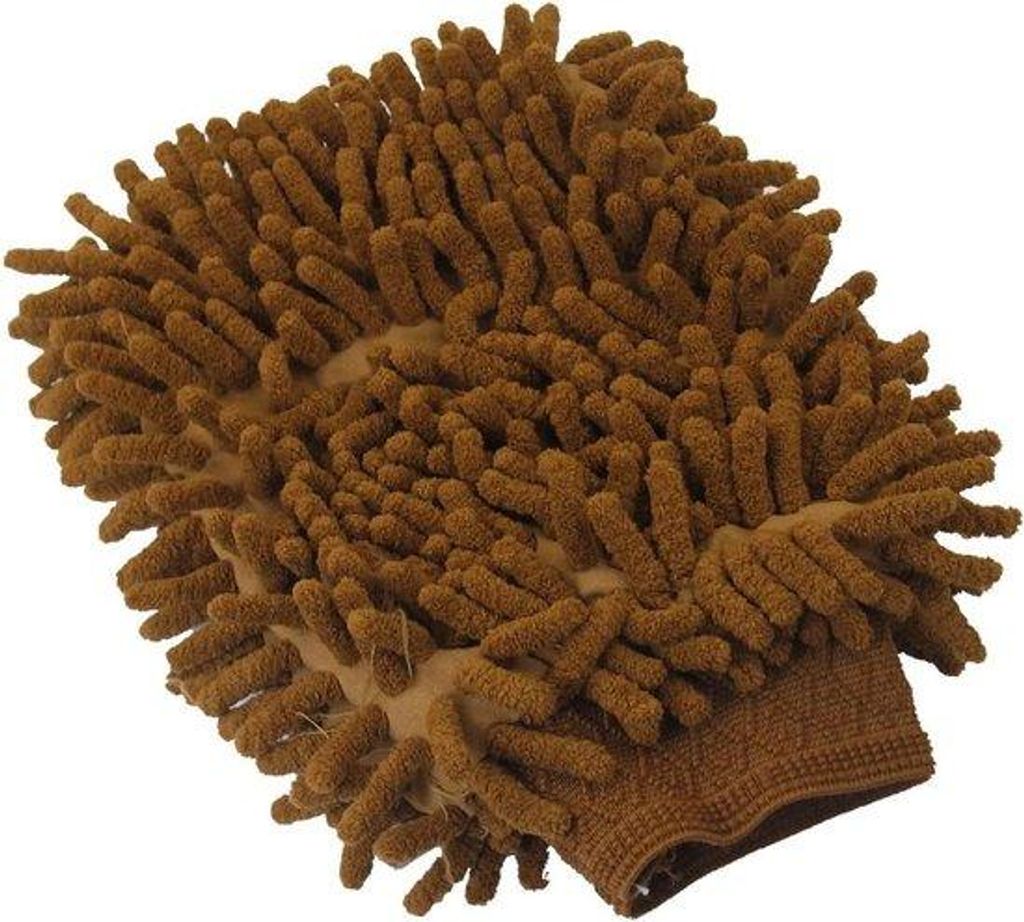 Auto-Waschhandschuh aus Mikrofaser - Braun mit Chenille-Material