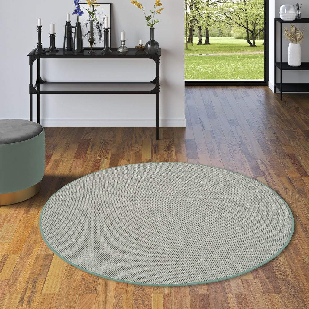 Teppich Flachgewebe Mintgrün Rund, Größe:100 cm Rund