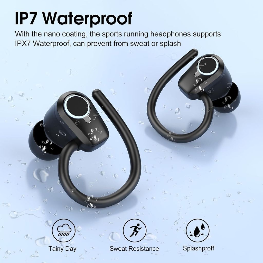 Kabellose Bluetooth-Kopfhörer – 20 Stunden Spielzeit, IPX7 Wasserdicht, Mit Ohrclips Für Sport Und Alltag