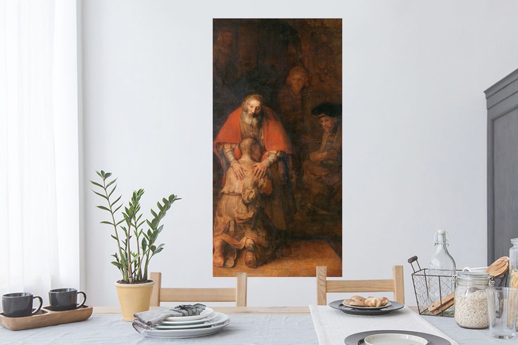 Wandtattoo Wandsticker Wandaufkleber Die Rückkehr des verlorenen Sohnes - Rembrandt van Rijn 60x120 cm Selbstklebend und Repositionierbar
