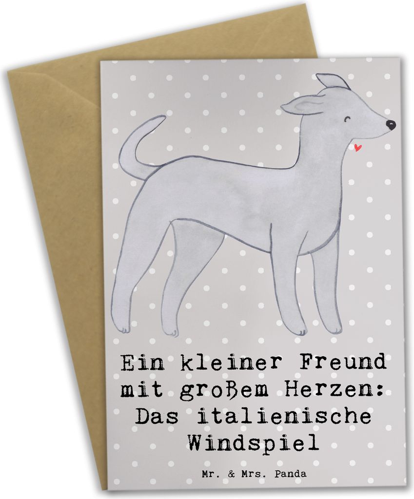 Mr. & Mrs. Panda babykarte Italienisches Windspiel - Grau Pastell - Geschenk, Hunderasse, Grußkarten, sanft, Hunderassen Beschreibung, treuer Gef...