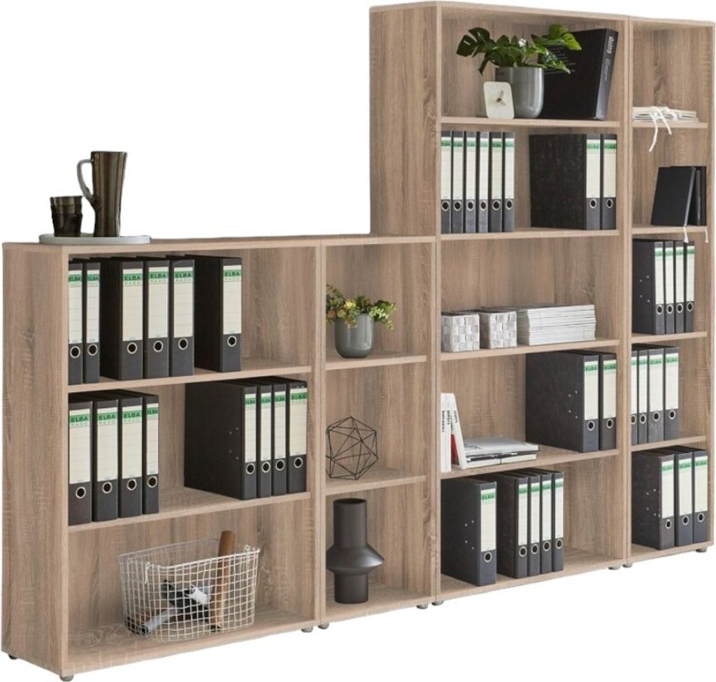Aktenregal TABOR 4 in Eiche Sonoma, Regal-Set, Büroregale, ideal für Aktenordner