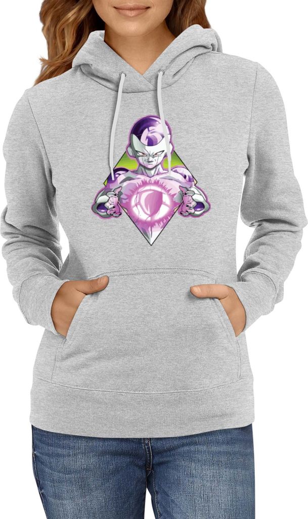 Damen Kapuzenpullover Dragon Anime Manga Ball Z Frieza 04, Lady XS / Grau