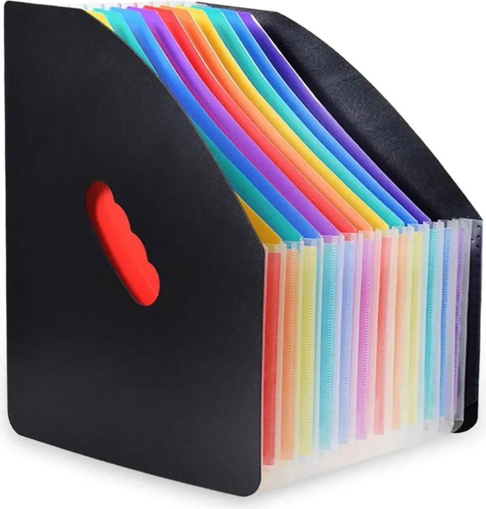Classeur Trieur Extensible Noir Rigide - Capacité Grande Taille Format A4
