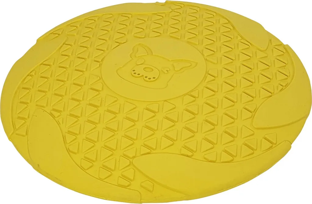Frisbee jaune Nobby pour chien en caoutchouc plein robuste de 18cm
