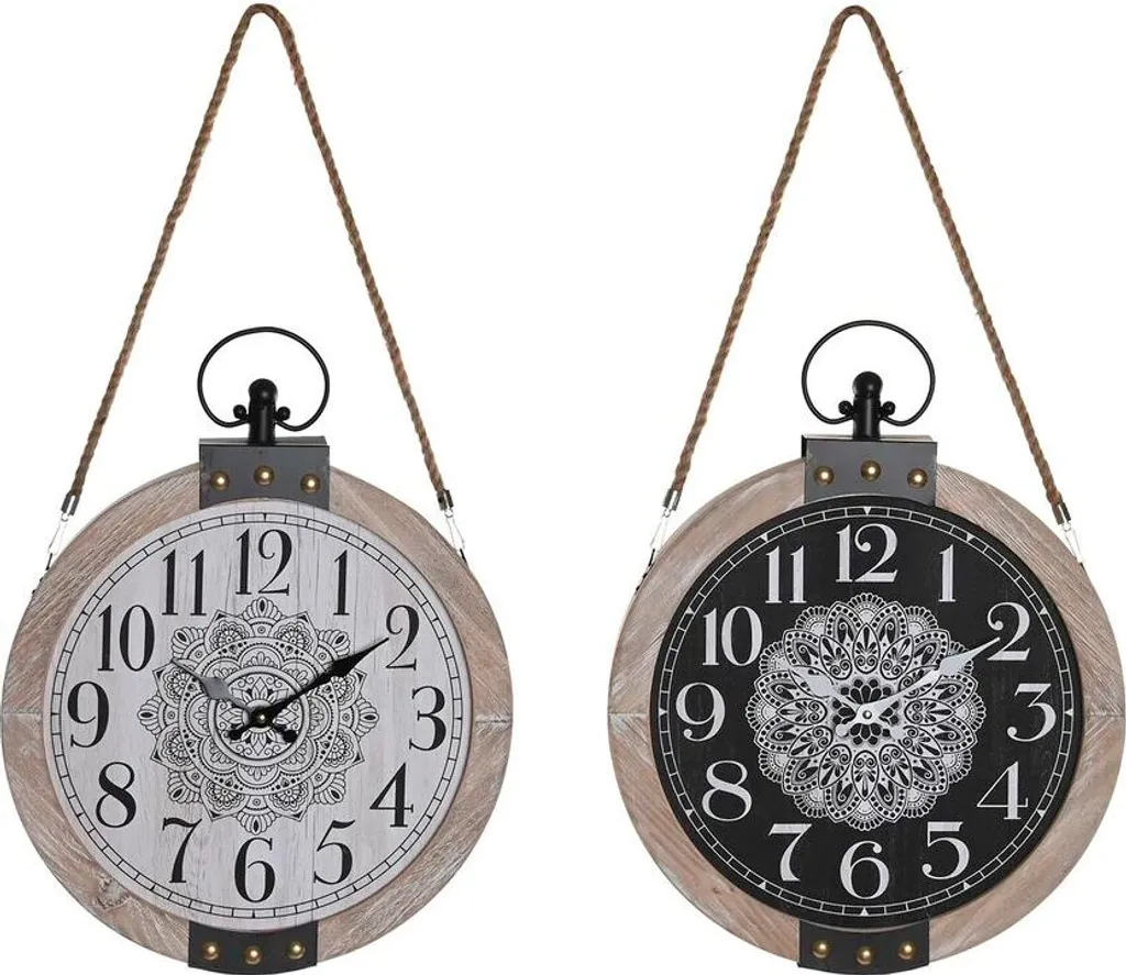 Horloge de Table Mandala 46 cm : Décorez sans percer - Lot de 2 Fer/Bois