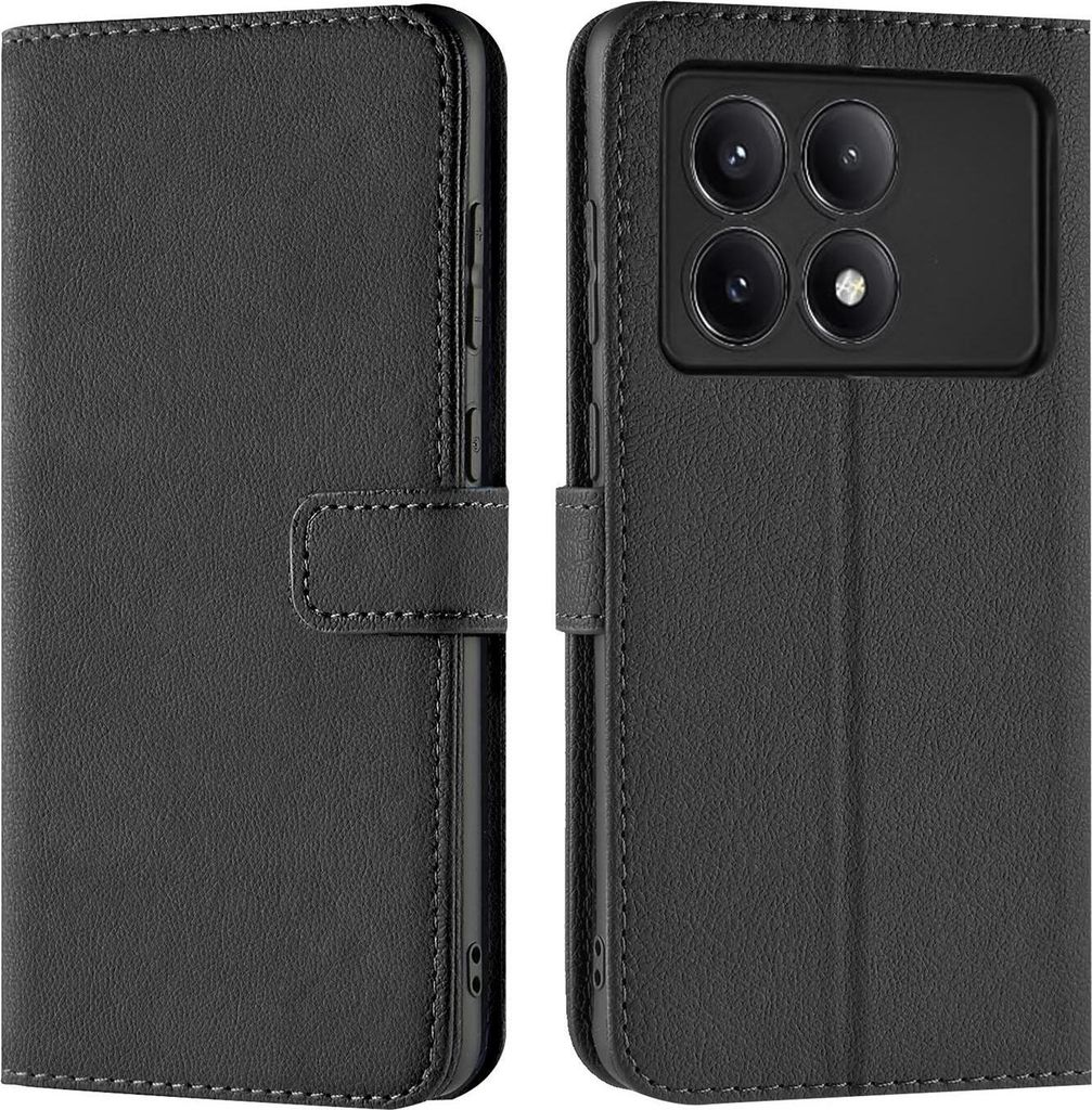 Conie Klapp Tasche für Xiaomi POCO F6 Pro Kartenfach Rundumschutz Hülle in Schwarz