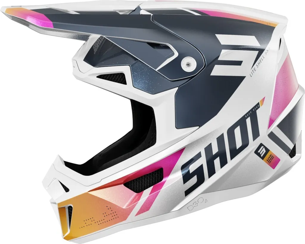Casque Motocross Shot Lite Ultra Ultra-Léger en Bleu et Rose Taille S