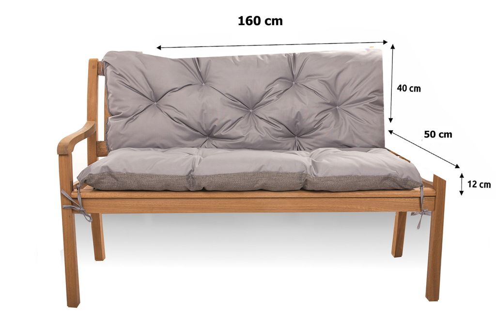 Cuscino per panca da giardino 160x50x40cm grigio | seduta Immagine del prodotto 