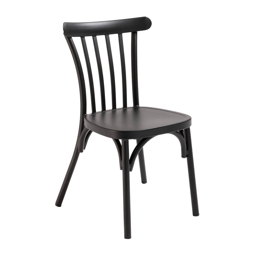 Chaise de jardin en aluminium noir style bistrot - Modèle Braga