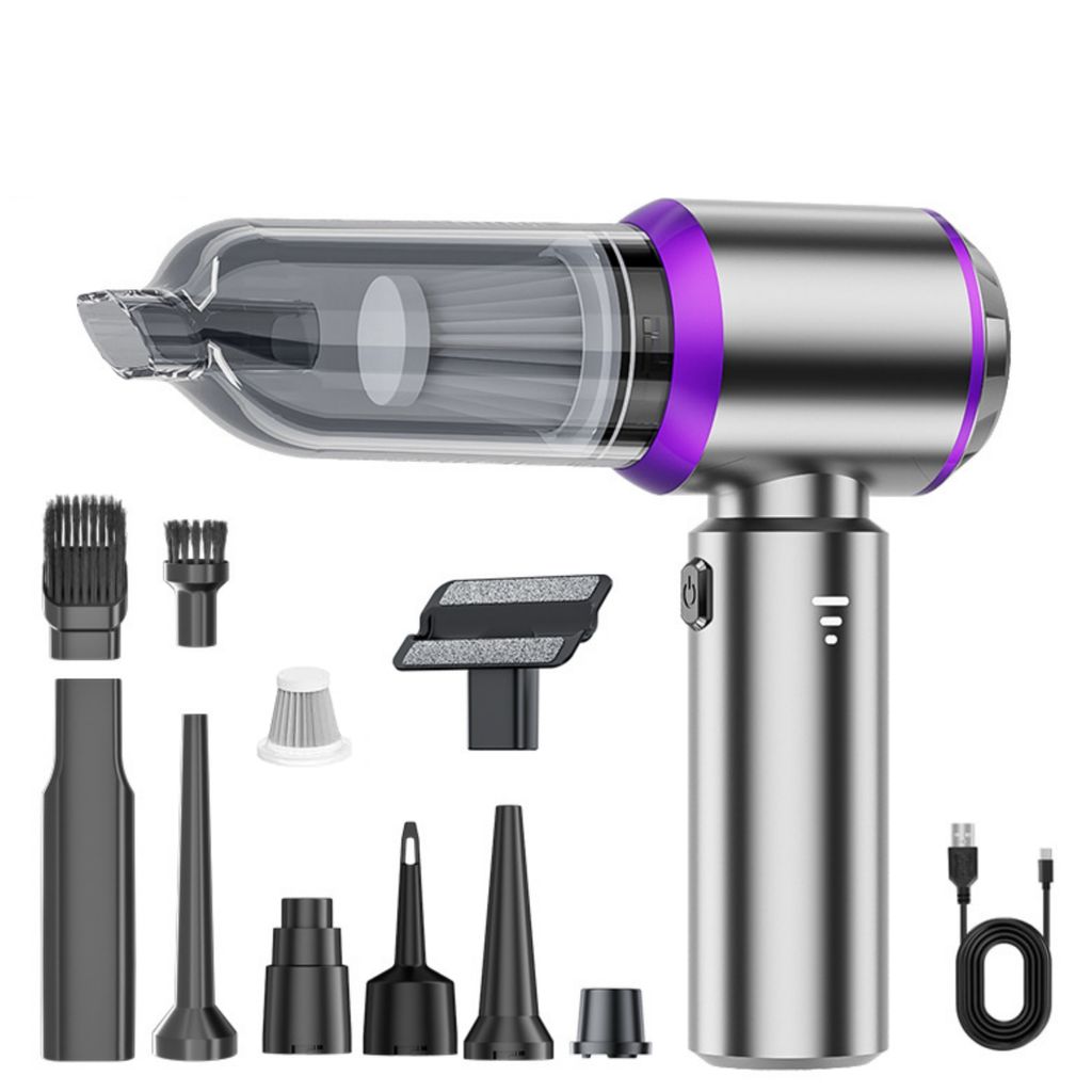 Handstaubsauger, 18000Pa Akku staubsauger Kabellos, Multifunktional Leicht Mini Autostaubsauger mit Waschbar HEPA-Filter, Aufladbar Tragbar, Lila