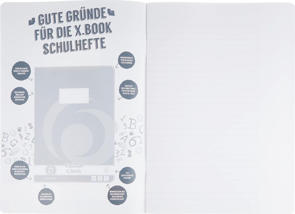 Quaderno per la scuola Herlitz, formato A4, linea a Immagine del prodotto 