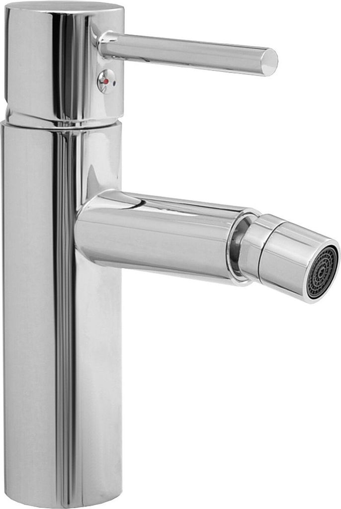 Bidetarmatur Tess Chrom Messing, Höhe 185 mm, Auslauf 90 mm, Schläuche 50 cm