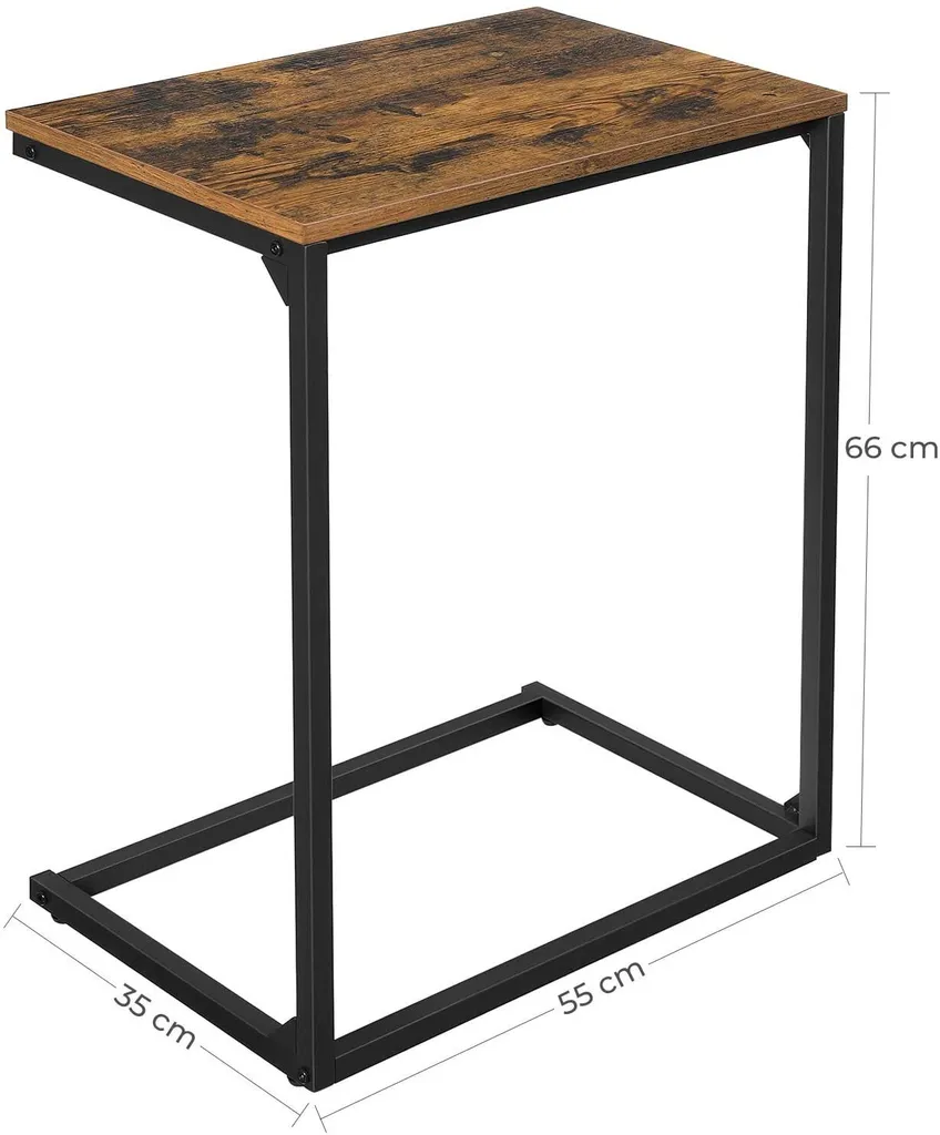 Table d'appoint stable en acier et bois - Style rustique 55x35x66 cm - 4