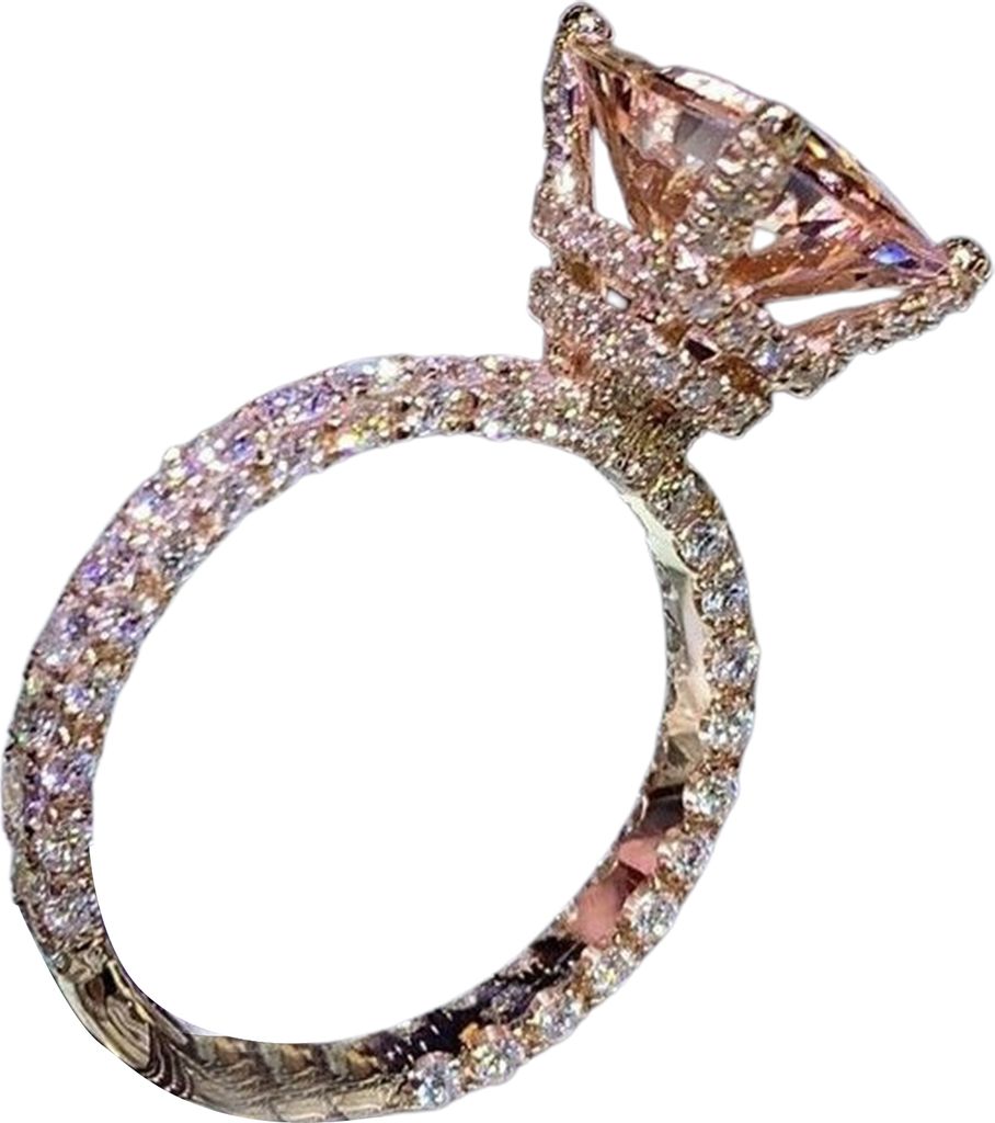Damen-Ring, großer quadratischer Zirkonia, Schmuck, modisches Aussehen, exquisiter Fingerring für Hochzeit-Roségold,US 8