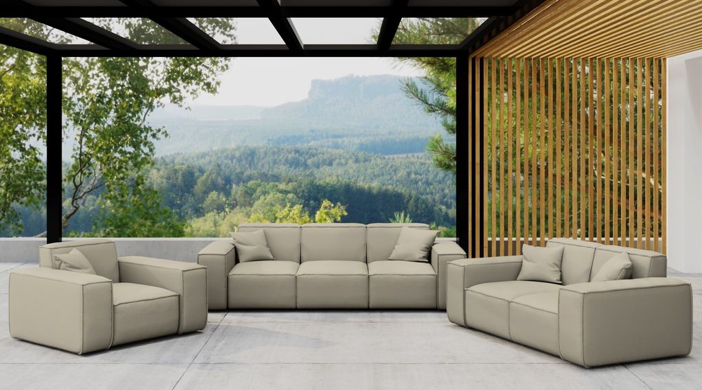 Kaiser Möbel Gartenmöbel-Set 3 2 1 für Garten, Terrasse, Gartenmöbel, MALIBU Lounge-Set, gemütlich und komfortabel Dunkelbeige