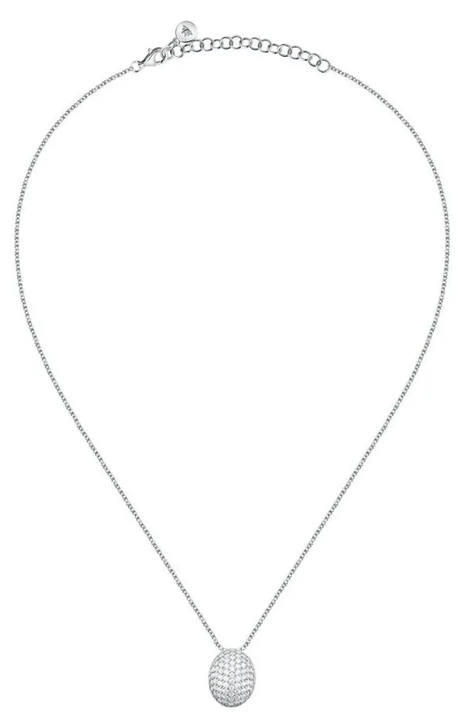 Collier argent anti-ternissement Pave SAZB06 - Fini brillant durable