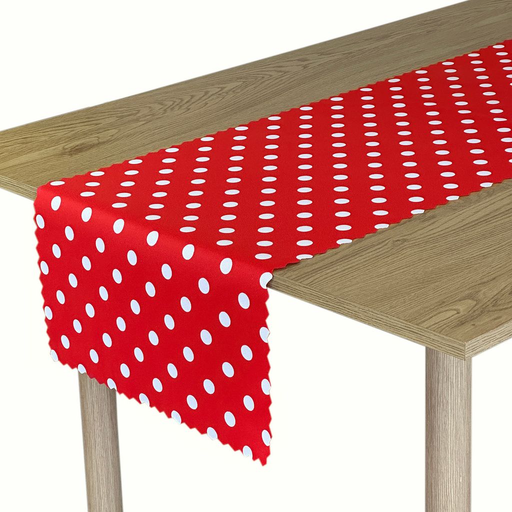 Tischläufer Tischtuchläufer Tischband Table Runner Fleckenresistente Abwaschbar Pflegeleicht Lotus Effekt Gedruckt Polka Dots Rot 50x120 cm