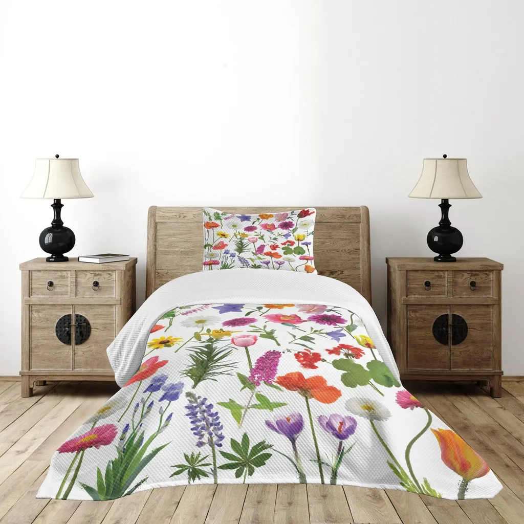 Set Letto Singolo ABAKUHAUS Fiori Multicolore 170x220 cm Lavabile
