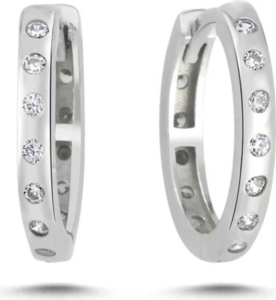 Boucles d'oreilles créoles argent 925 rhodié anti-ternissement et zircone