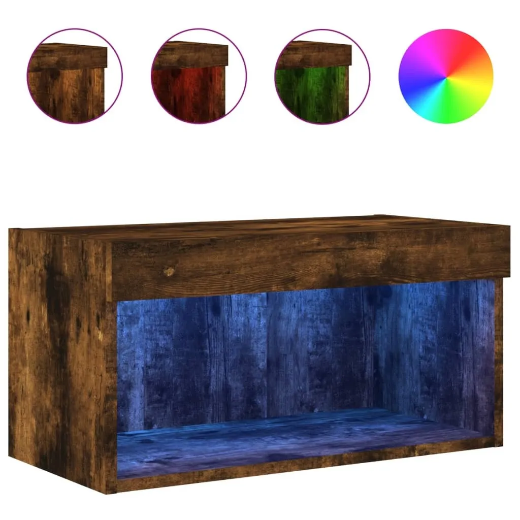 Mobile TV con luci LED rovere fumé 60x30x30 cm