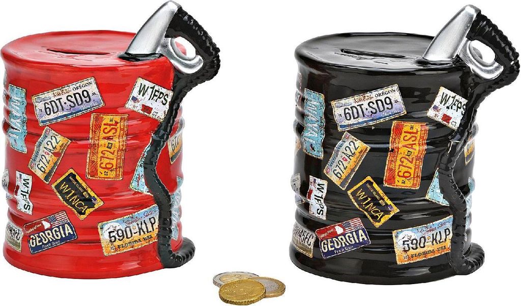Spardose Öl Fass Keramik sortiert 12x14x10cm Produktbild 