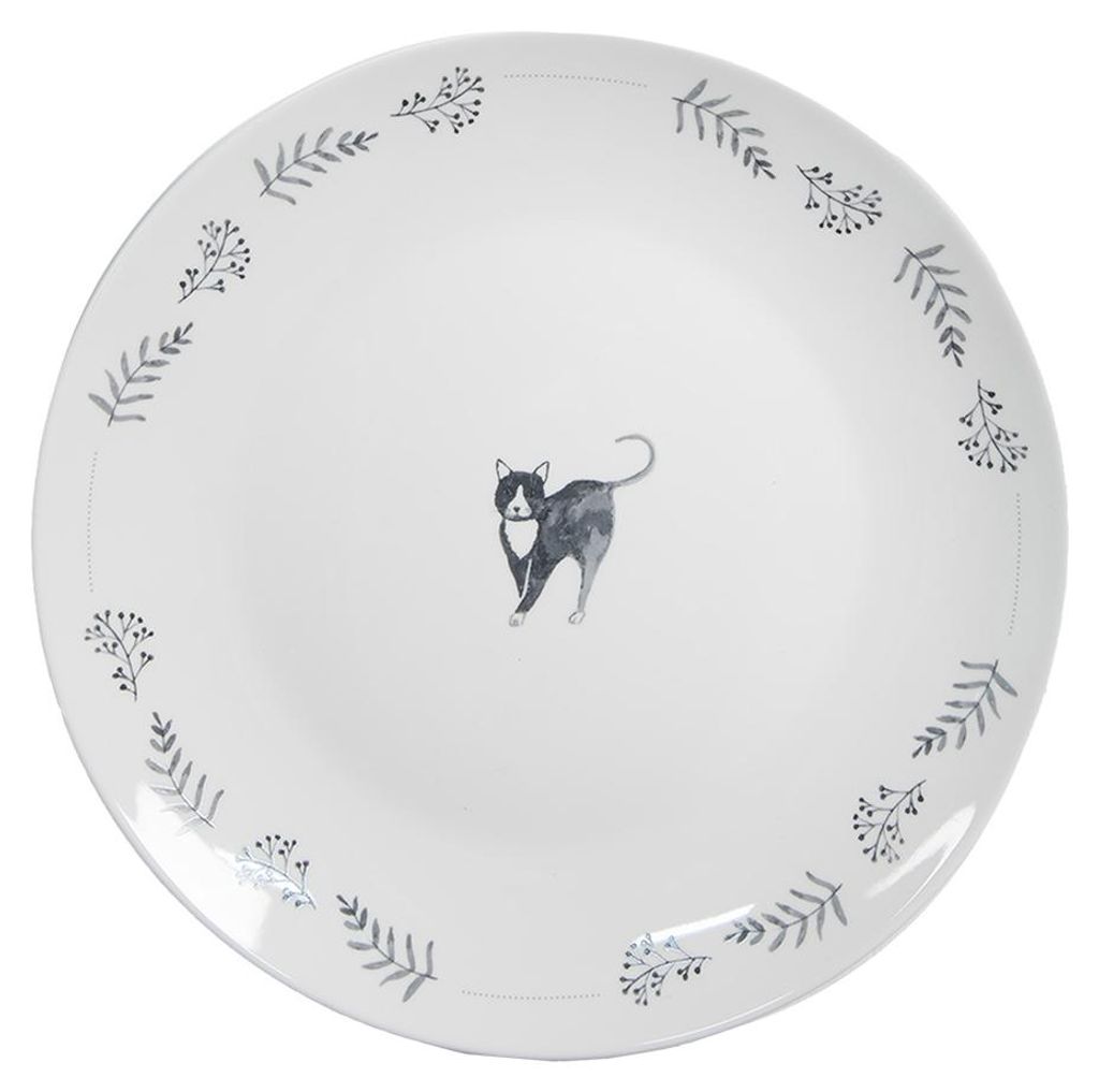 Clayre & Eef talerz śniadaniowy Ø 20 cm biały ceramiczny Zdjęcie produktu 