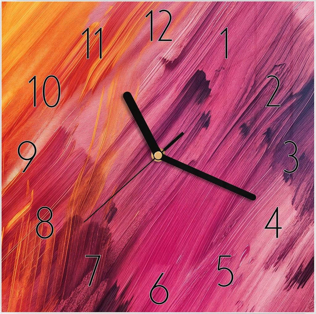 Wanduhr aus Glas mit Motiv Abstrakte Farben- 30 x 30 cm - Produktbild 