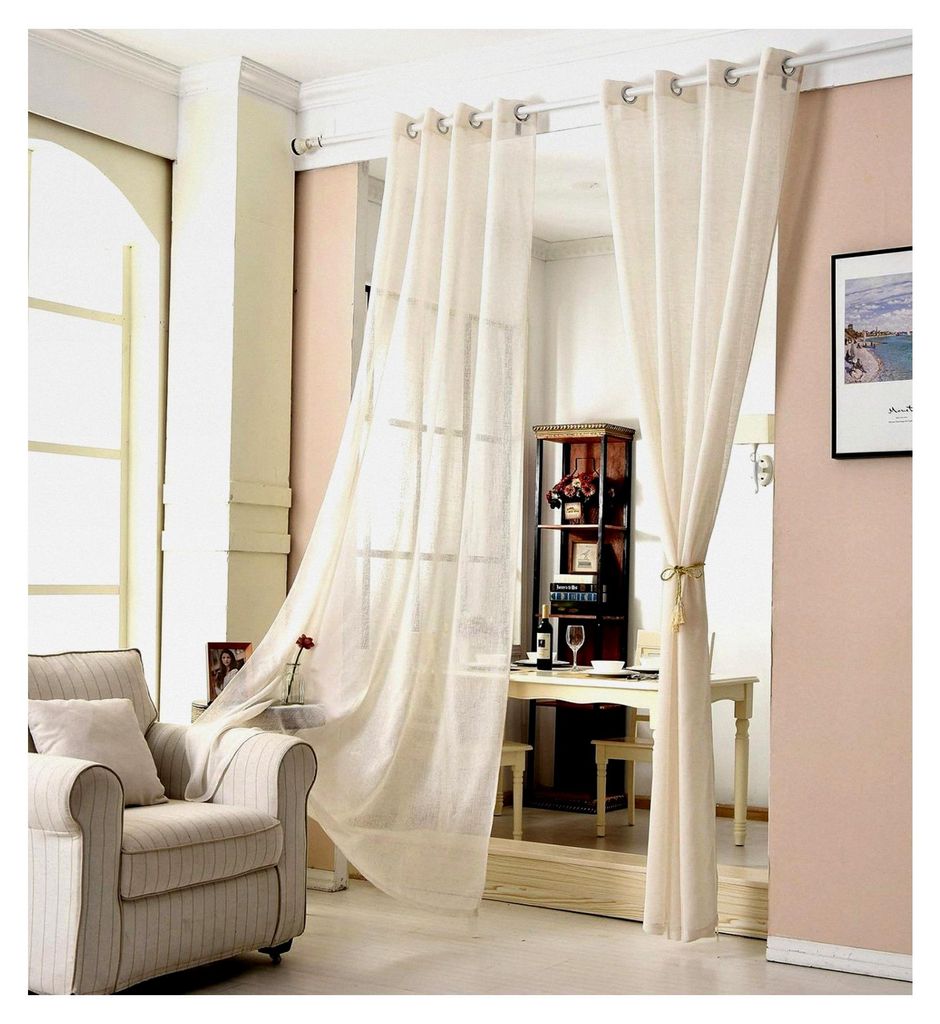Transparente Gardinen mit Ösen in Leinenoptik, halbtransparent, Voile Fensterschal für Wohnzimmer, Kinderzimmer und Schlafzimmer, 140x245 cm, Cre...