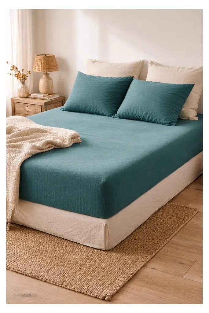 Drap Housse Double Gaze de Coton GAÏA - Idéal pour des Nuits Douces