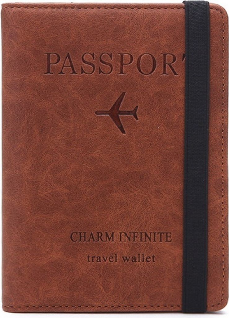 Faux Leder RFID Business Passport Air Ticket Bank ID -Kartenhalter Cover Hülle-Kaffee