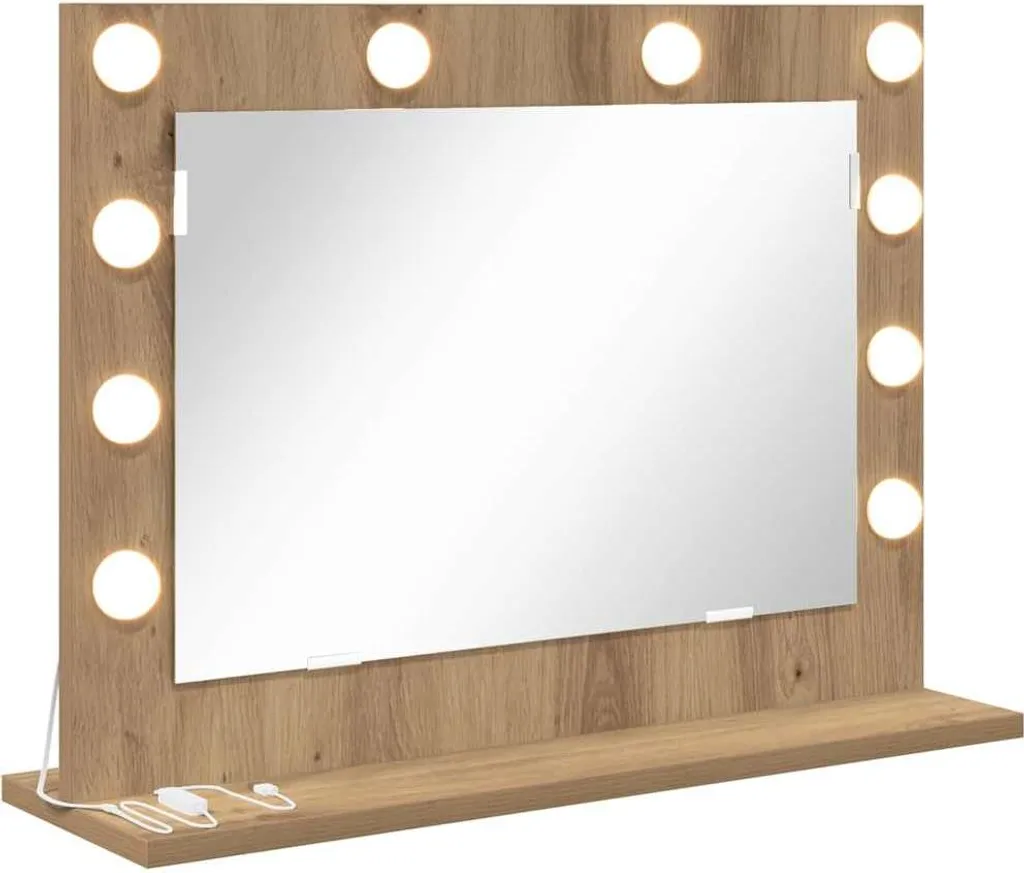 vidaXL Specchio per lavabo rettangolare in rovere Artisan 60 x 45 x 18 cm