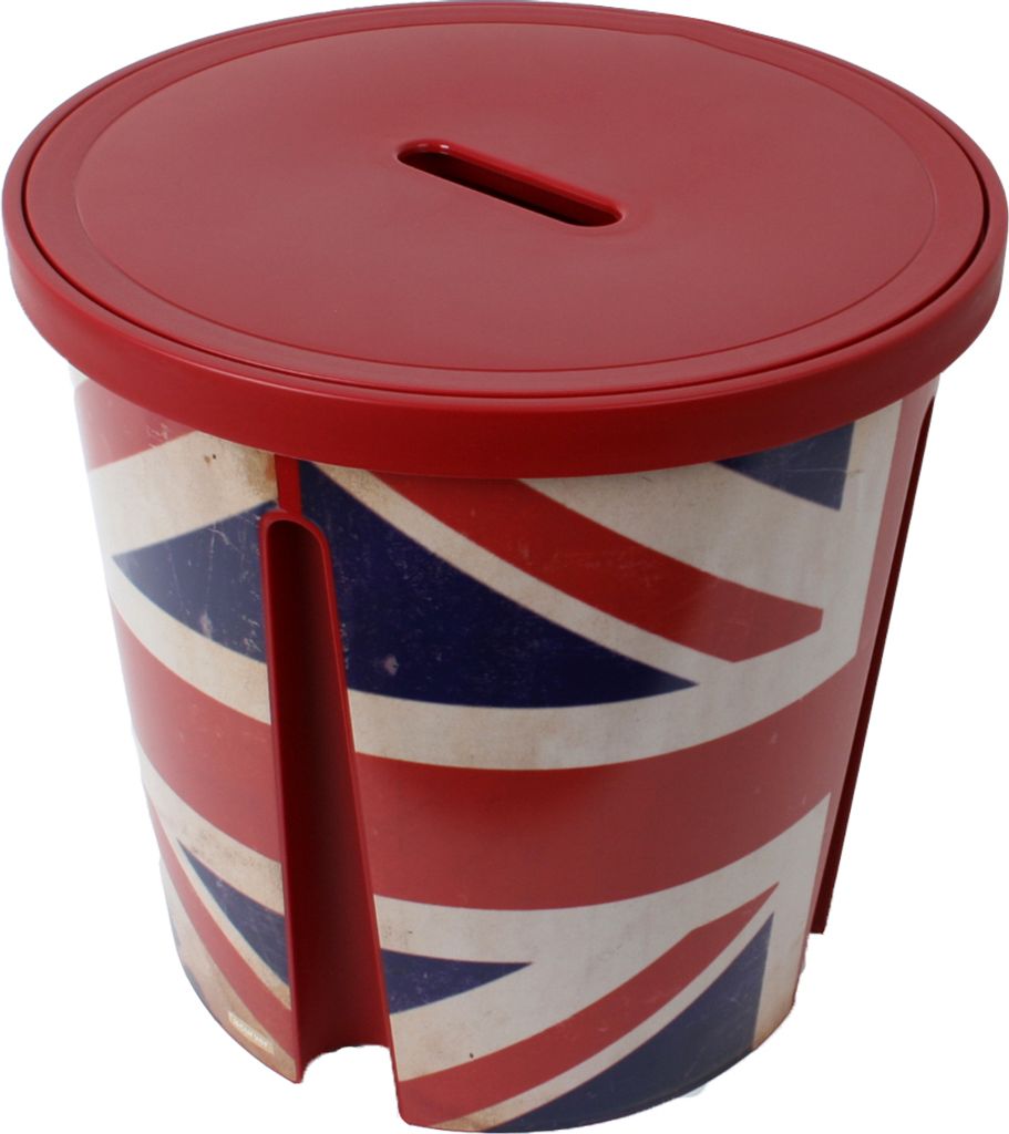 Curver Tonne Union Jack mit Deckel rot