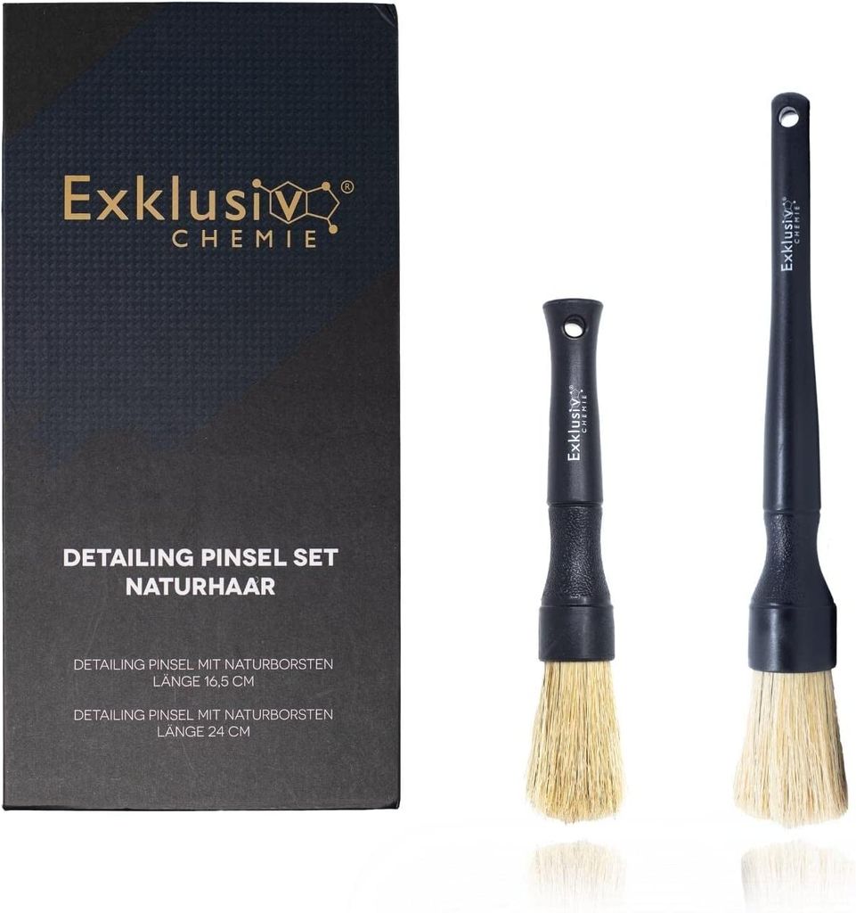 Exklusiv Chemie 2x Detailing Pinsel - Naturhaar - Auto Reinigungspinsel