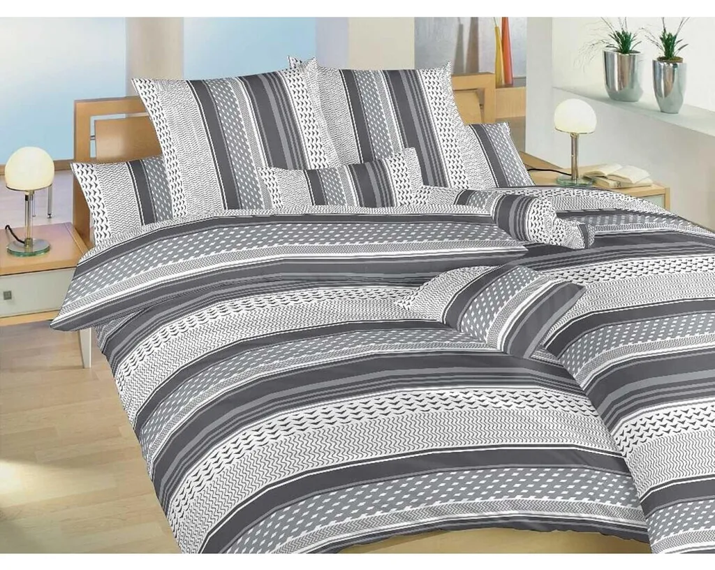 Parure de lit Erik 140x220 cm, coton doux respirant coloris gris uni