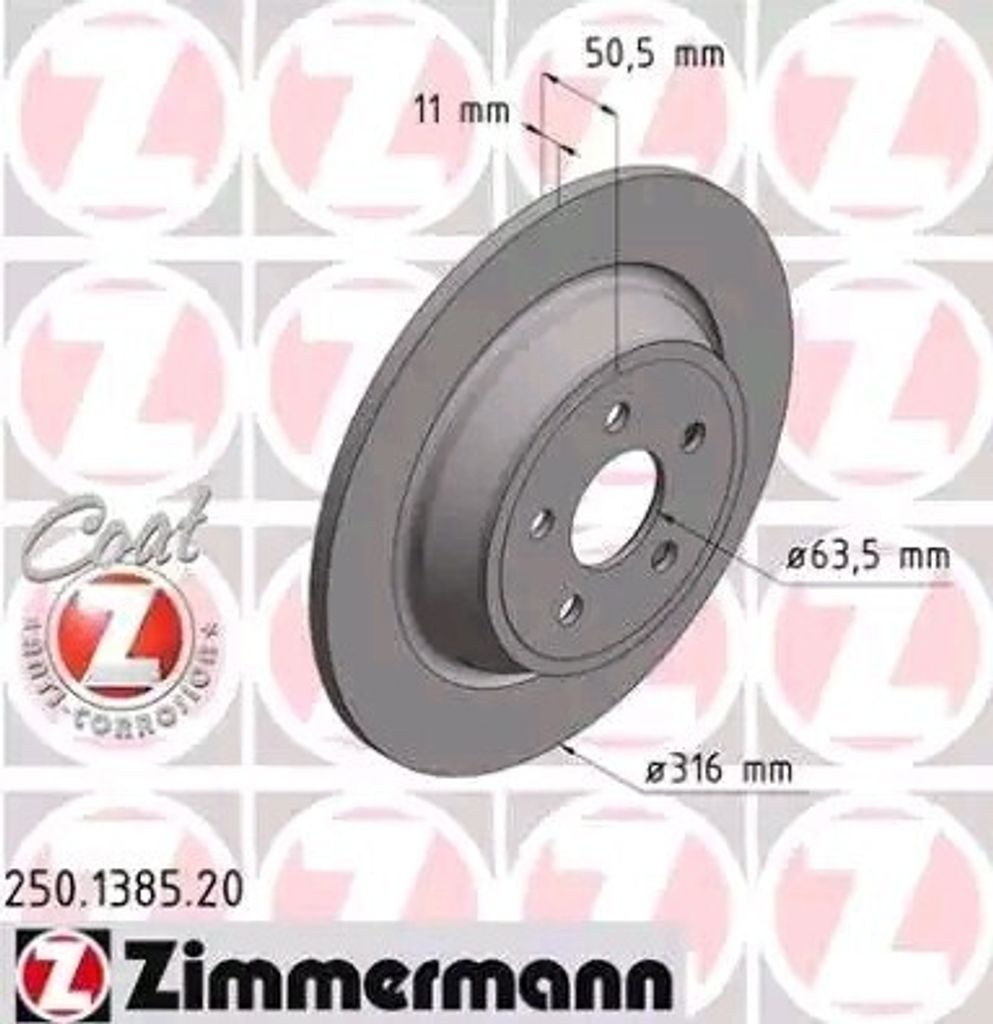 ZIMMERMANN 250.1385.20 - Bremsscheibe für Galaxy (CK), S-Max (CJ, WA6)