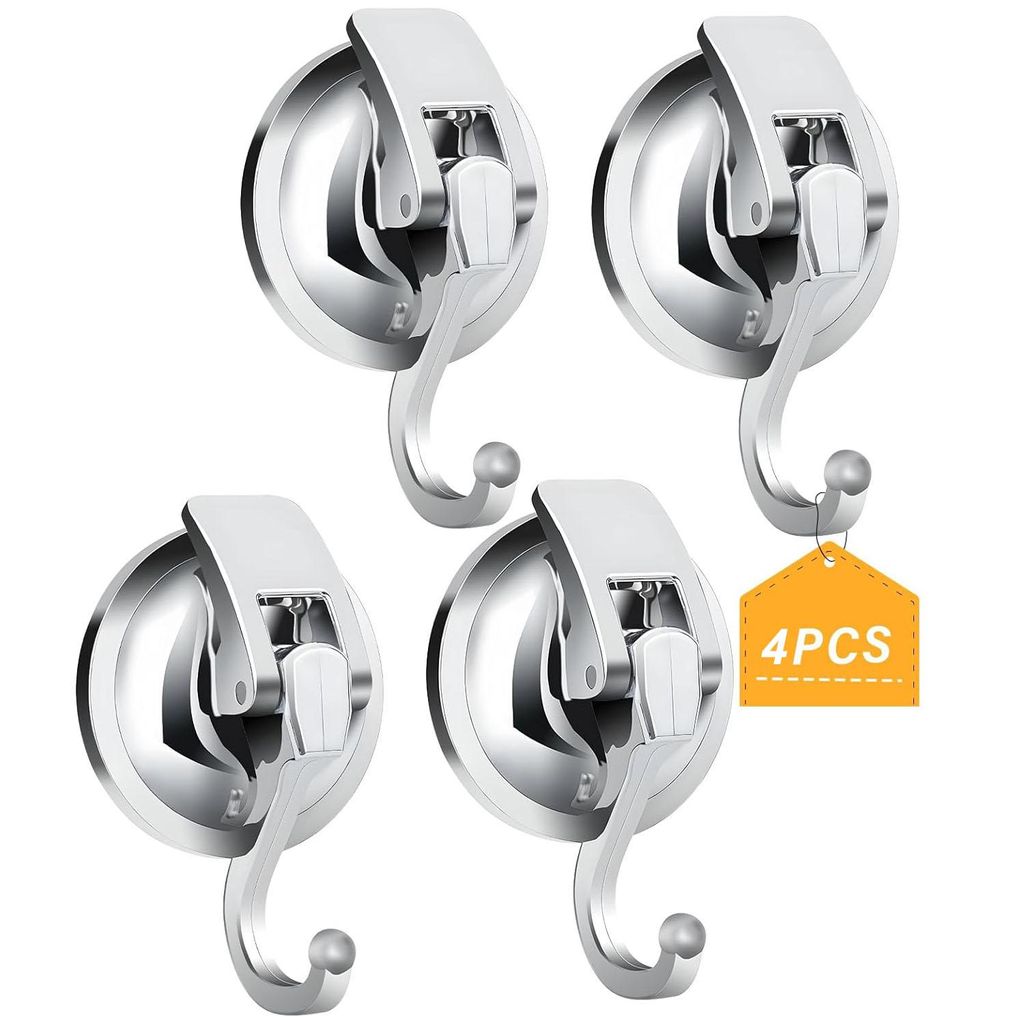 Wandhaken 4 Stück Handtuchhalter Ohne Bohren Saugnapf Haken Wandhaken (Klebehaken Edelstahl Wiederverwendbare Saugnapfhaken), für Küche Badezimm...