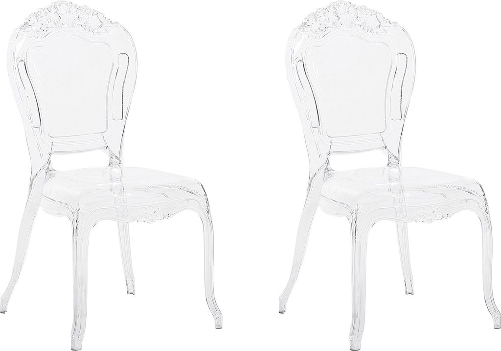 BELIANI Esszimmerstuhl 2er Set Transparent Kunststoff Produktbild 