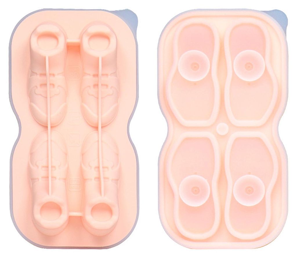 Eiswürfelform aus lebensmittelechtem Silikon mit Deckel, 4 Fächer, leicht zu entnehmen, Schuhform, kreativer Eiswürfelbereiter für die Hausbar