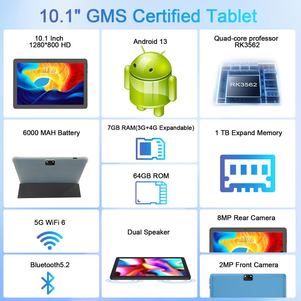 Tablet 10 Zoll Android 11 Tablet mit 3 GB RAM 64 GB ROM, Produktbild 3