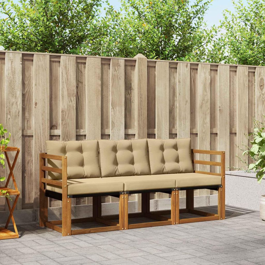 "Seasonal Sale"Outdoor-Sofagarnitur - CLORIS - Balkonmöbe/Sitzgruppe - mit Kissen 3 pcs - Moderne Design - Natur und Beige - Gartensofas DEMöbel2...