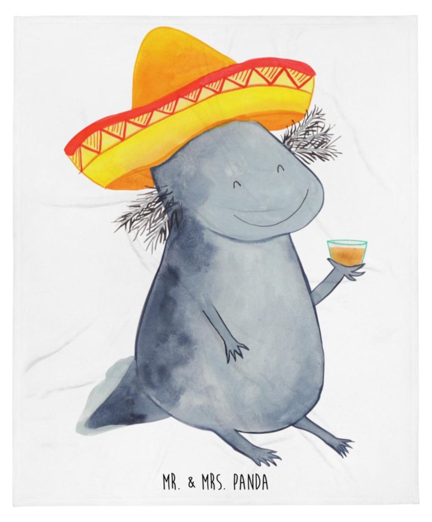 Mr. & Mrs. Panda Flauschige Decke Axolotl Tequila - Weiß - Geschenk, Zitrone, Kuscheldecke, Feiern, trinken, Urlaub, Winterdecke, Bettdecke, Sofa...