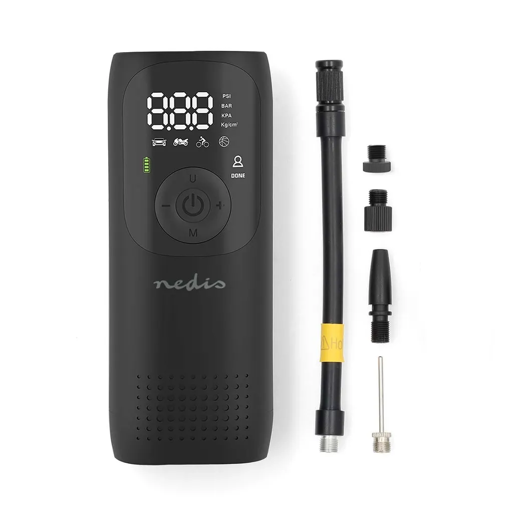 Gonfleur Électrique Nedis Paac10bk Compact avec Manomètre Haute Précision