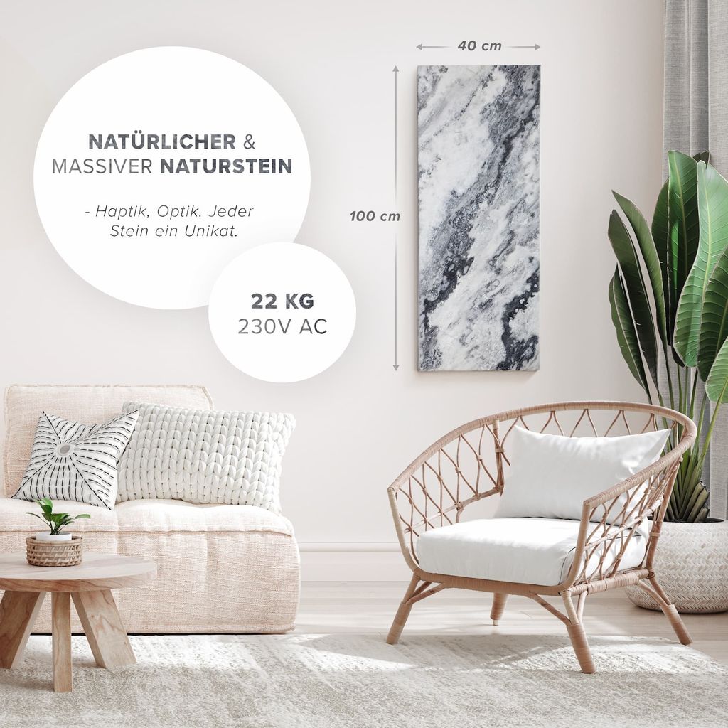 Infrarot Natursteinheizung Marwona Qarama 100x40 cm 800 Produktbild 