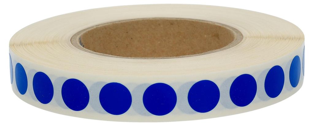 TE-Office 1000 Stück Runde Klebepunkte Rolle Bunt Markierungspunkte Aufkleber Punkte Blau 15 mm Vinyl