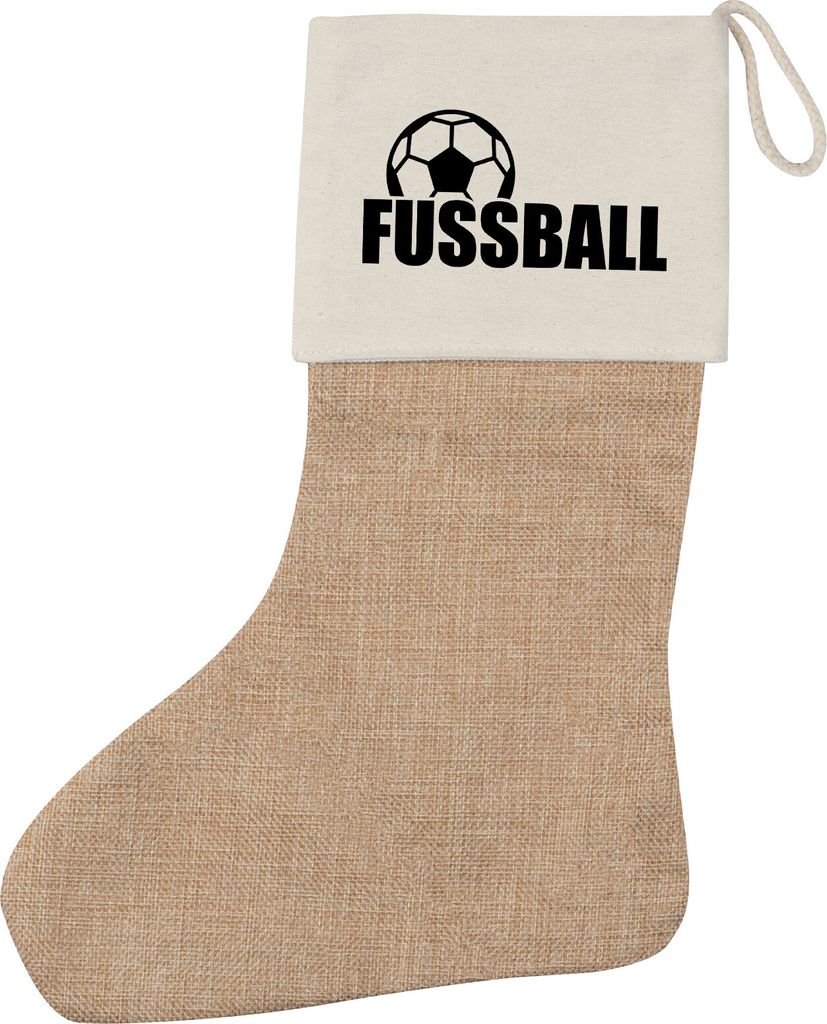 Huuraa Weihnachtsstrumpf Fussball Ball Beige Jute Kaminstrumpf Geschenkidee