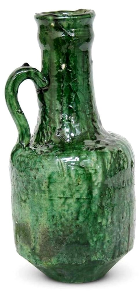 Marokkanischer Tamegroute Steingut Krug Grün oder Senfgelb Ø 15 x 33 cm