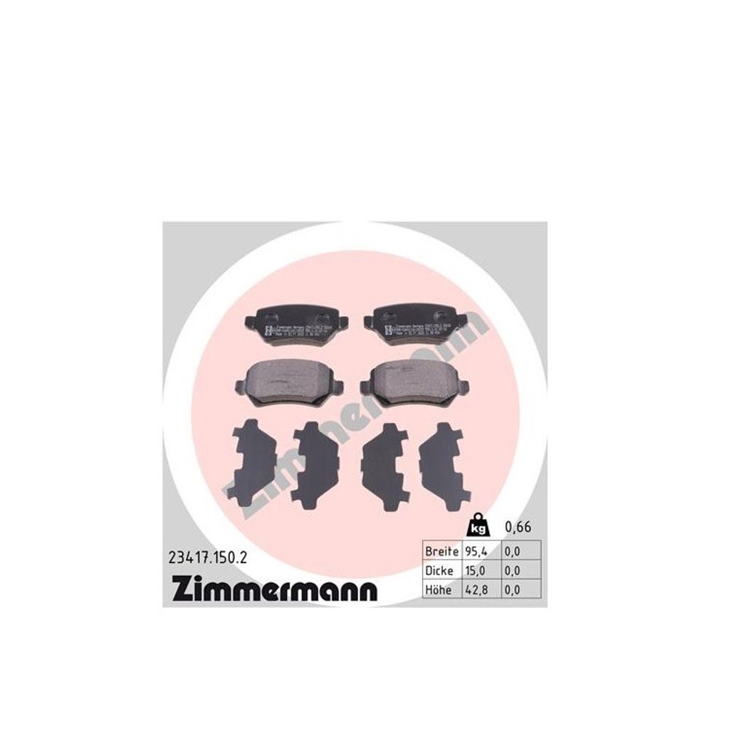 ZIMMERMANN Bremsbeläge Hinten (23417.150.2) für Vauxhall Zafira Mk II (B) Opel